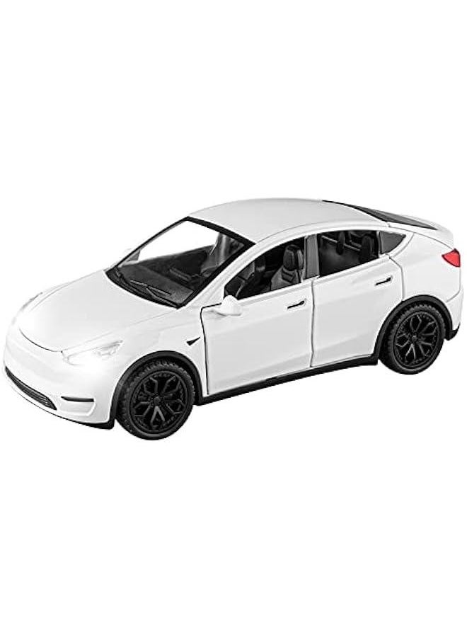 1:32 Scale Model Y Alloy Car Model Diecast Toy Vehicles for Kids, car Model Toy，Pull Back Alloy Car with Lights and Music,Mini Vehicles Toys for Kids Gift ，Children Birthday Gift. (White)