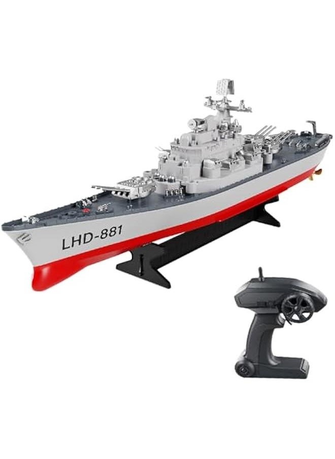 Remote Control Warship RC Military Battleship, 1:390 Scale Remote Control Boat for Lakes and Rivers, 2.4GHz RC Armed Cruiser Boat Model with Low Battery Alarm for Adults