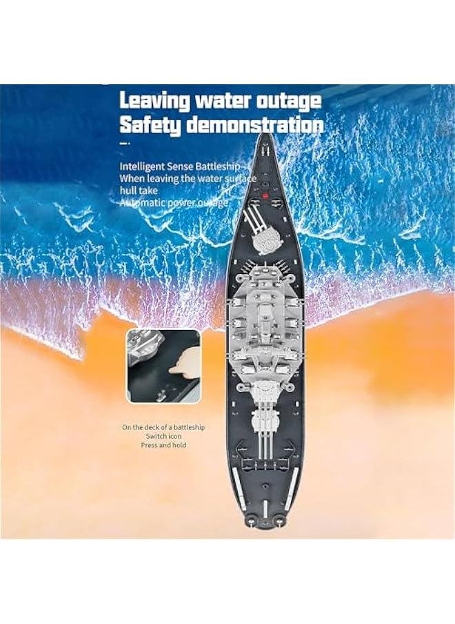 Remote Control Warship RC Military Battleship, 1:390 Scale Remote Control Boat for Lakes and Rivers, 2.4GHz RC Armed Cruiser Boat Model with Low Battery Alarm for Adults