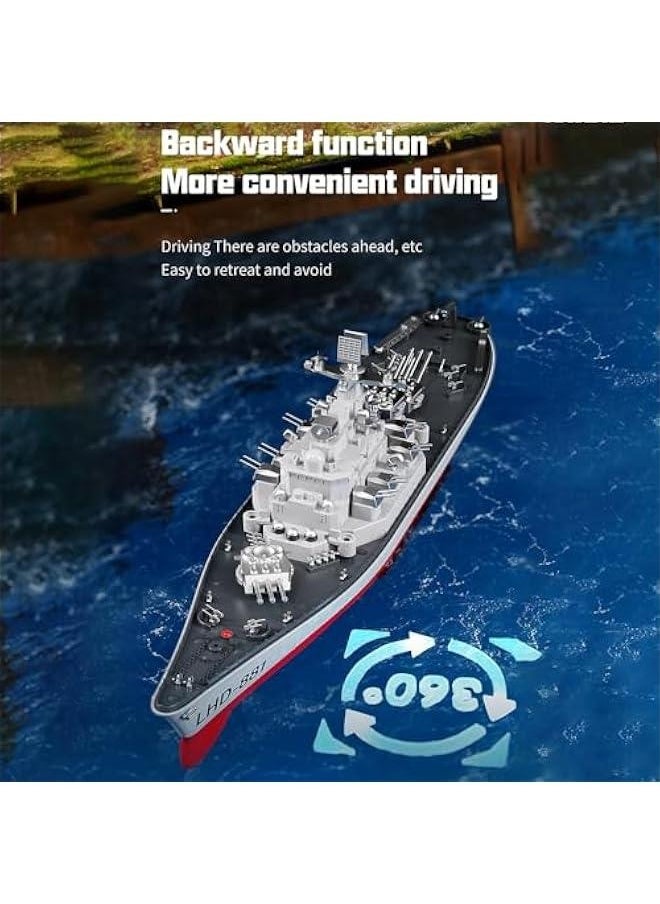 Remote Control Warship RC Military Battleship, 1:390 Scale Remote Control Boat for Lakes and Rivers, 2.4GHz RC Armed Cruiser Boat Model with Low Battery Alarm for Adults