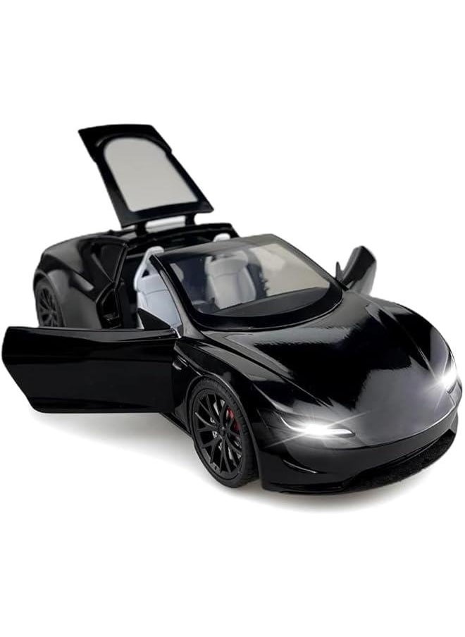 1:24 Scale Roadster Alloy Car Model Diecast Toy Vehicles for Kids, car Model, Alloy Car Toy,with Lights and Music,Gifts for Boys and Girls. (Black)