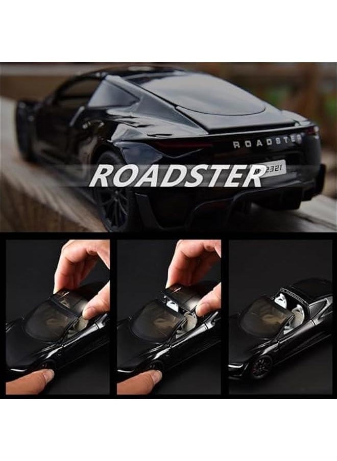 1:24 Scale Roadster Alloy Car Model Diecast Toy Vehicles for Kids, car Model, Alloy Car Toy,with Lights and Music,Gifts for Boys and Girls. (Black)