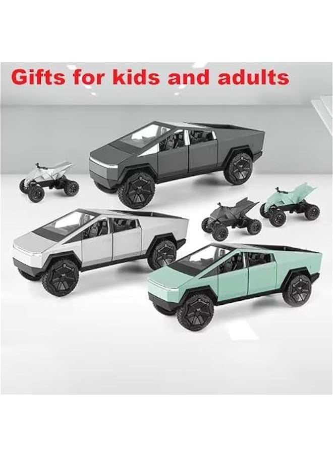 1:24 Pickup Truck Off-Road Alloy car Model Toys,with Small Motorbike Toy, Sound and Light Function, Adults and Children are Suitable for Toy Gifts,Collectibles, Decorations. (1:24 Pickup Green)