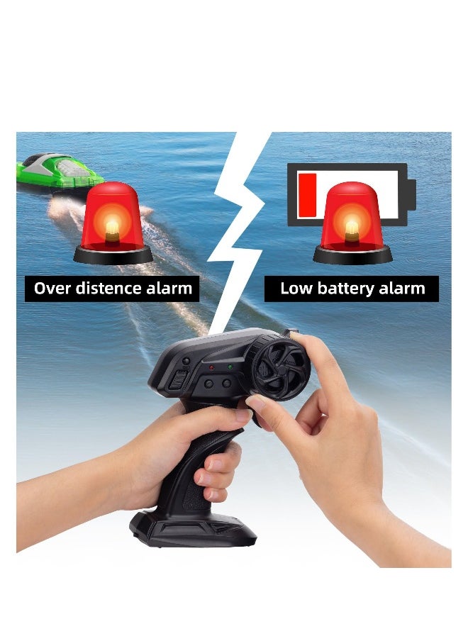 RC Boat for Kids 8-12, 15+ MPH Fast Remote Control Boat with LED Lights, Extra Long Battery Endurance, Low Battery Warning, 2.4G RC Electric Boats Pool and Lakes Toys for Adults (Green)