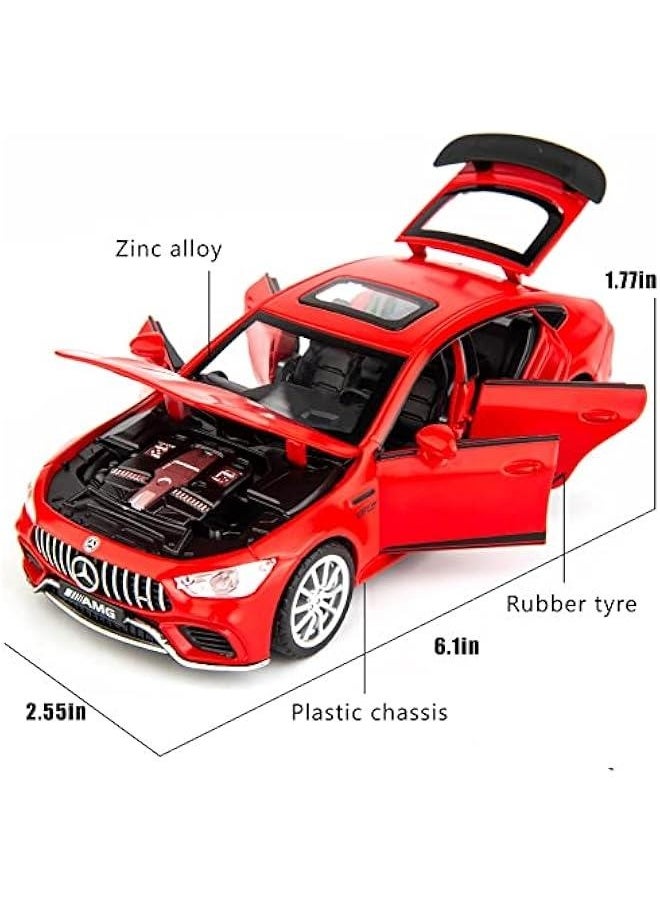 1/32 Benz AMG GT63 Model Car Zinc Alloy Diecast Collectible Toy Car Pull Back with Light and Sound Toy Vehicle for 3+ Years Old Kids(Red)