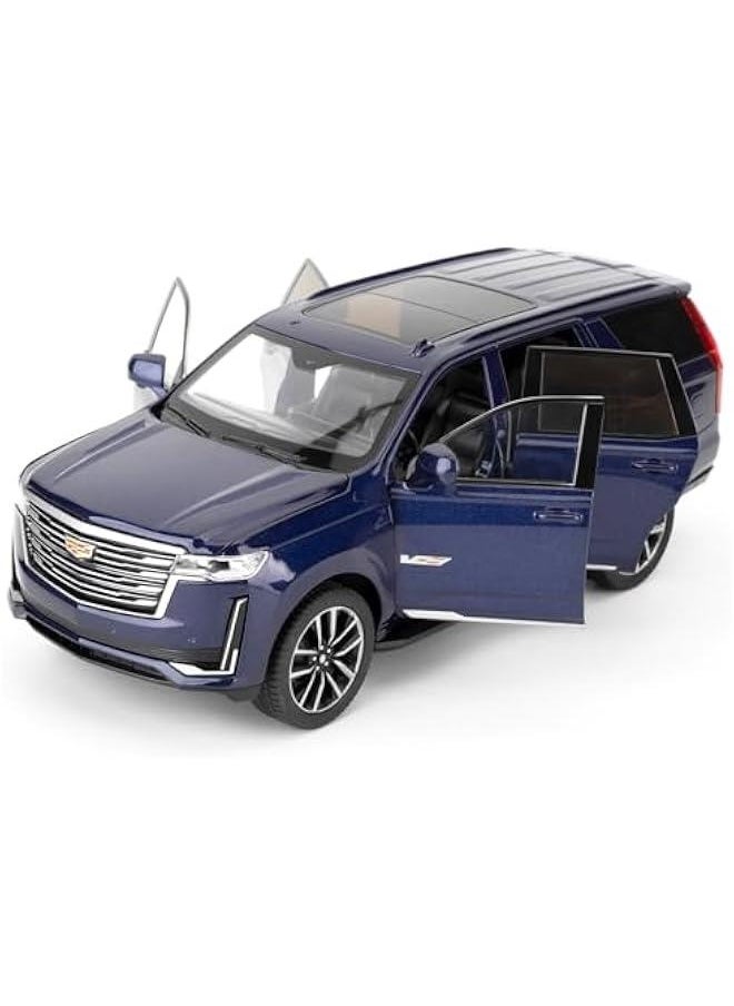 Toy Car Compatible for 1:24 Escalade SUV Model Car, Pull Back Diecast Collectible Car with Sounds＆Lights for Kids Boys Girls and Adults, Gift Blue