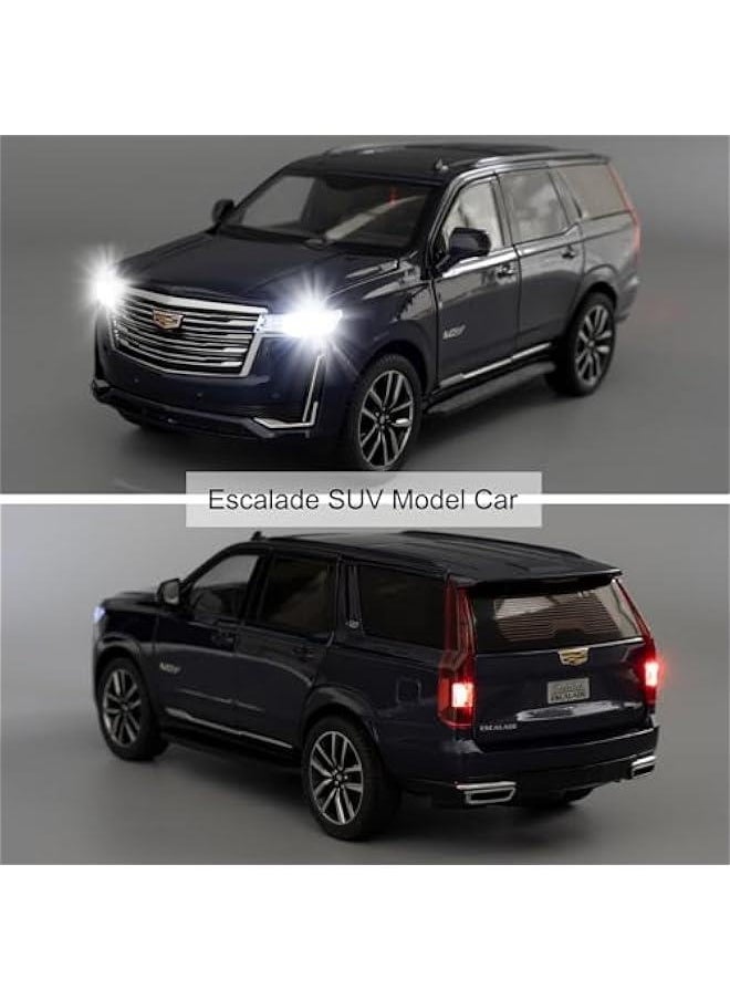 Toy Car Compatible for 1:24 Escalade SUV Model Car, Pull Back Diecast Collectible Car with Sounds＆Lights for Kids Boys Girls and Adults, Gift Blue