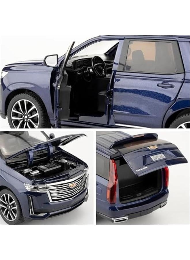 Toy Car Compatible for 1:24 Escalade SUV Model Car, Pull Back Diecast Collectible Car with Sounds＆Lights for Kids Boys Girls and Adults, Gift Blue