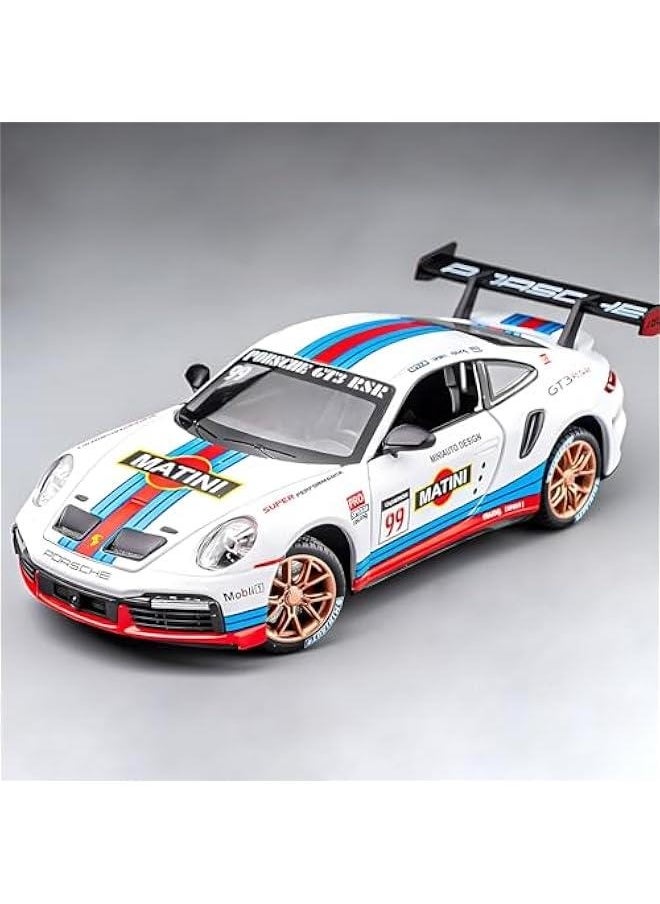 Toy Cars Porsche 911 GT3 RS RSR Turbo S Diecast Model Cars,Pull Back Car with Light and Sound Sports Race Car for Boys Age 4-7 Gifts White Blue