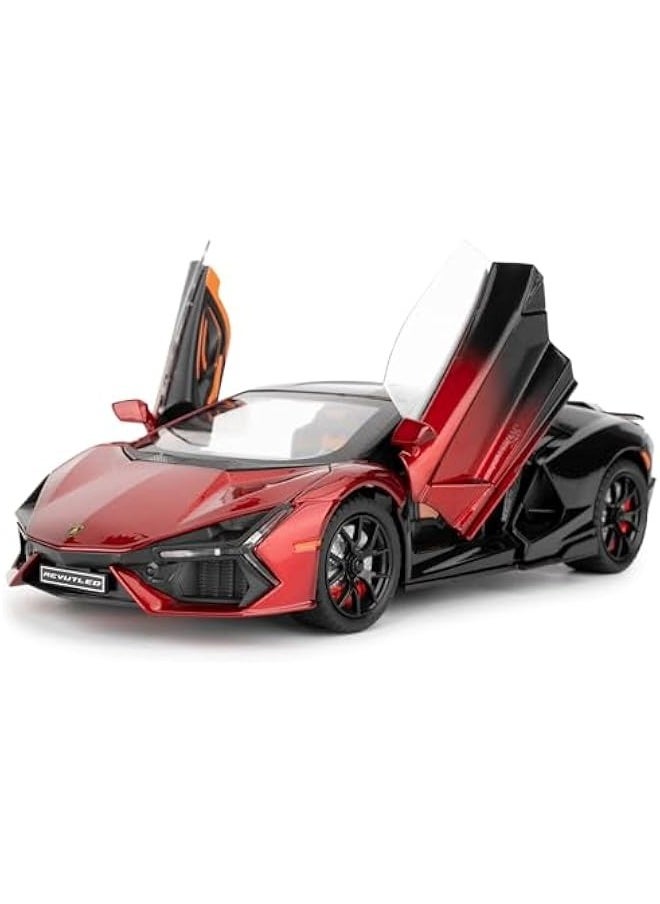 Lamborghini Reventon Toy car, 1/24 cast Model car with Sound, Light and Pullback, Collector's Model car, Gift for Children (red)