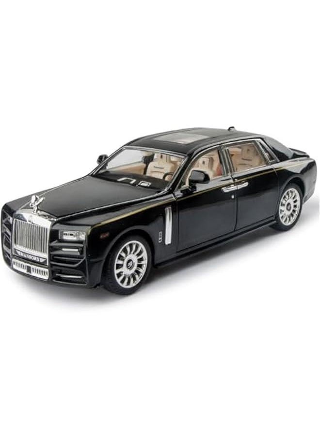 Rolls-Royce Phantom 1/24 Toy Car Model Black Alloy Collectibles Diecast Vehicles with Sound and Light