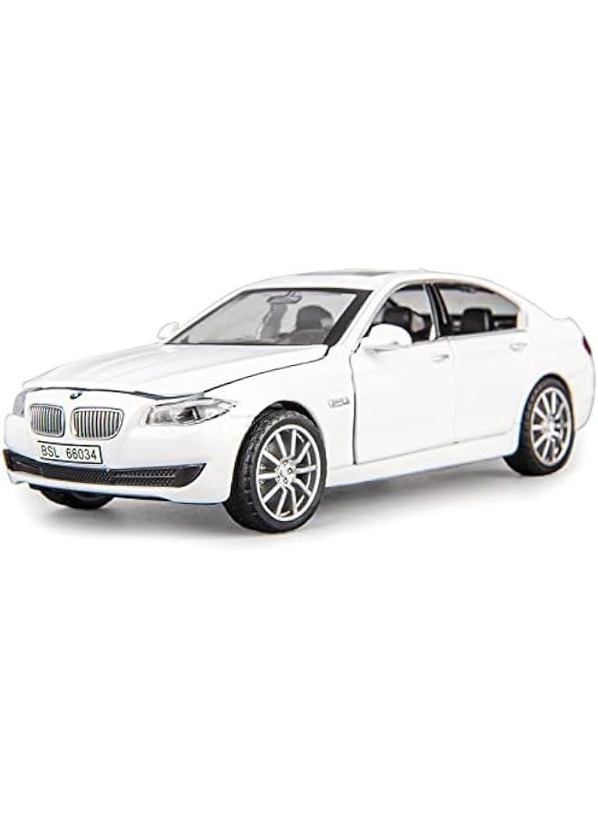 1/32 Compatible for 535i Model Car, Zinc Alloy Pull Back Toy car with Sound and Light for Kids Boy Girl Gift(White)