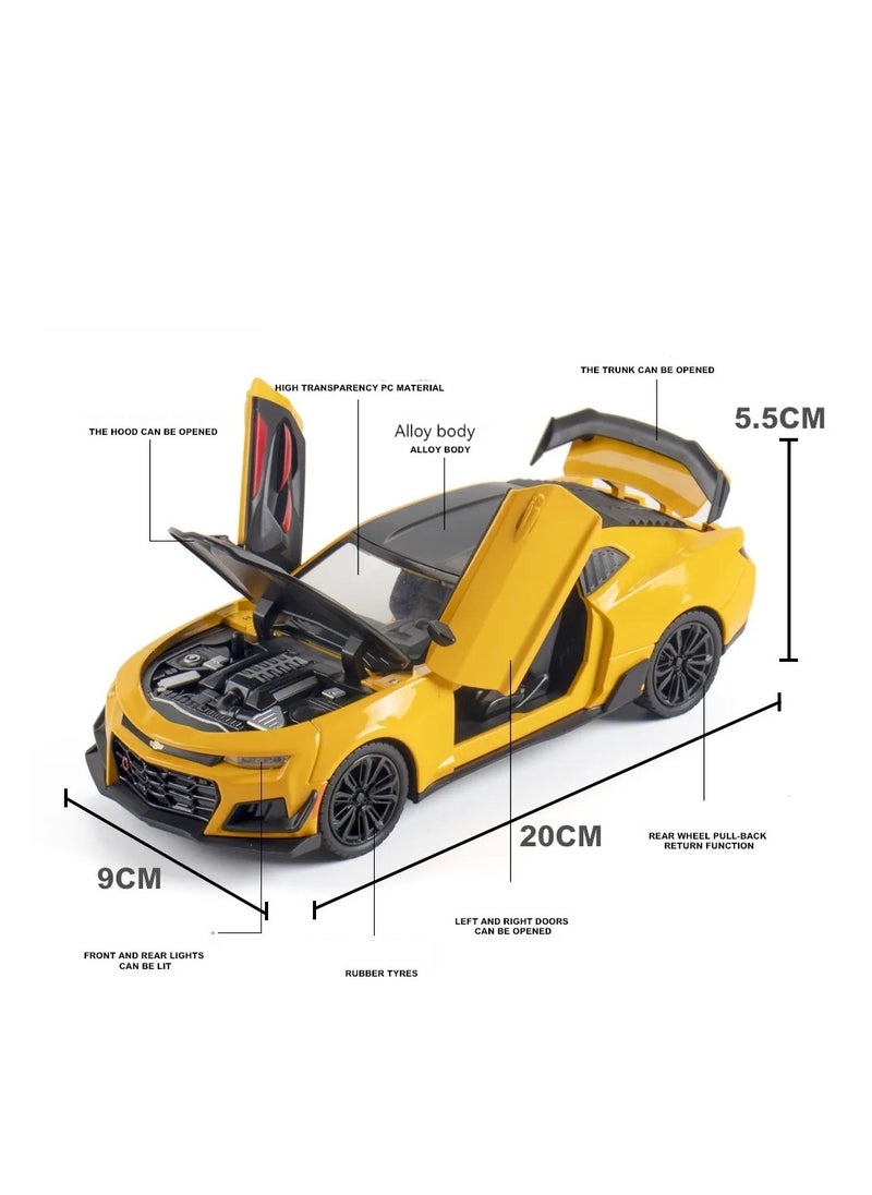 1:24 scale Die cast metal car with Simulation Sound,Light,Pullback Action and Opening Doors and hood