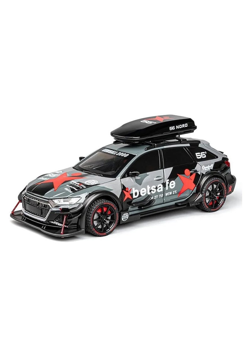 1:24 Scale Die-Cast SUV Model Car with Lights, Sounds & Pullback Action – Openable Doors & Roof Box Feature