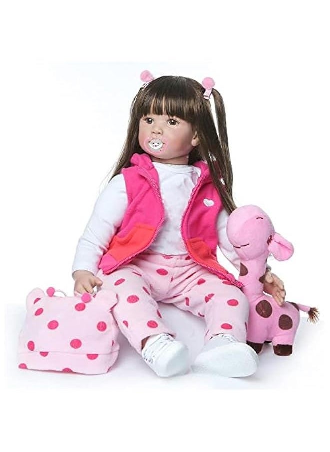 24inch 60cm Lifelike Big Size Silicone Vinyl Reborn Toddler Princess Girl Doll Stuffed Cloth Body Newborn Dolls Child Xmas Birthday Gift
