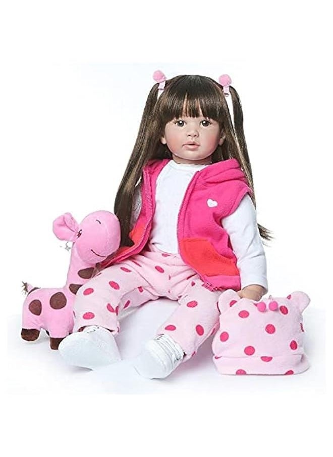 24inch 60cm Lifelike Big Size Silicone Vinyl Reborn Toddler Princess Girl Doll Stuffed Cloth Body Newborn Dolls Child Xmas Birthday Gift