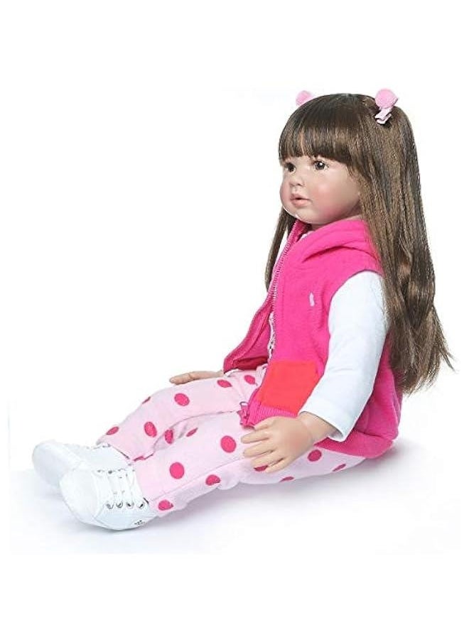 24inch 60cm Lifelike Big Size Silicone Vinyl Reborn Toddler Princess Girl Doll Stuffed Cloth Body Newborn Dolls Child Xmas Birthday Gift
