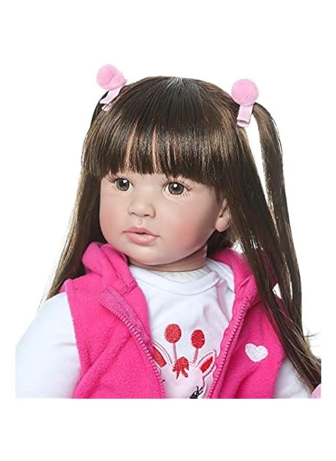 24inch 60cm Lifelike Big Size Silicone Vinyl Reborn Toddler Princess Girl Doll Stuffed Cloth Body Newborn Dolls Child Xmas Birthday Gift