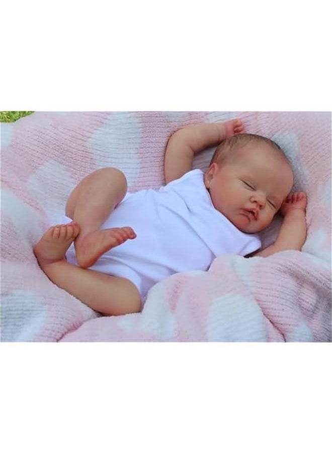 Weighted Baby Lifelike Reborn Doll - 19Inches Painted Hair Sleeping Newborn Realistic Baby Dolls That Look Real and Feel Real