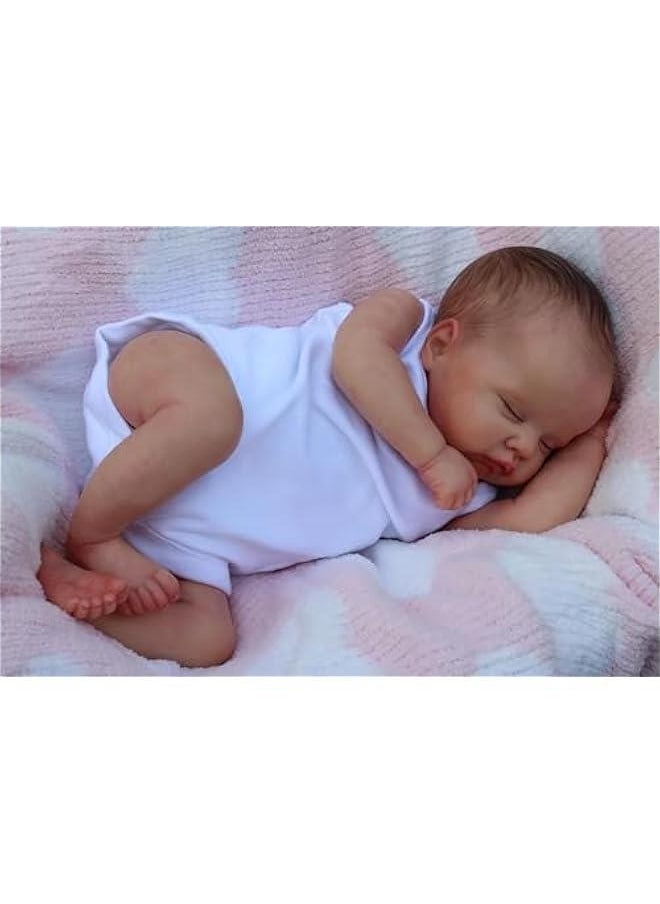 Weighted Baby Lifelike Reborn Doll - 19Inches Painted Hair Sleeping Newborn Realistic Baby Dolls That Look Real and Feel Real