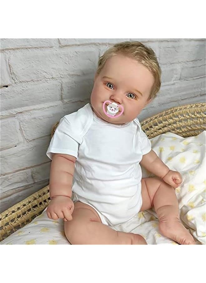 20 Inches Lifelike Premie Baby Size Rooted Blond Hair Reborn Baby Doll Crafted in Soft Weighted Body Look Real Sweet Smiling Realistic Newborn Girl Doll, My Little Sweetheart