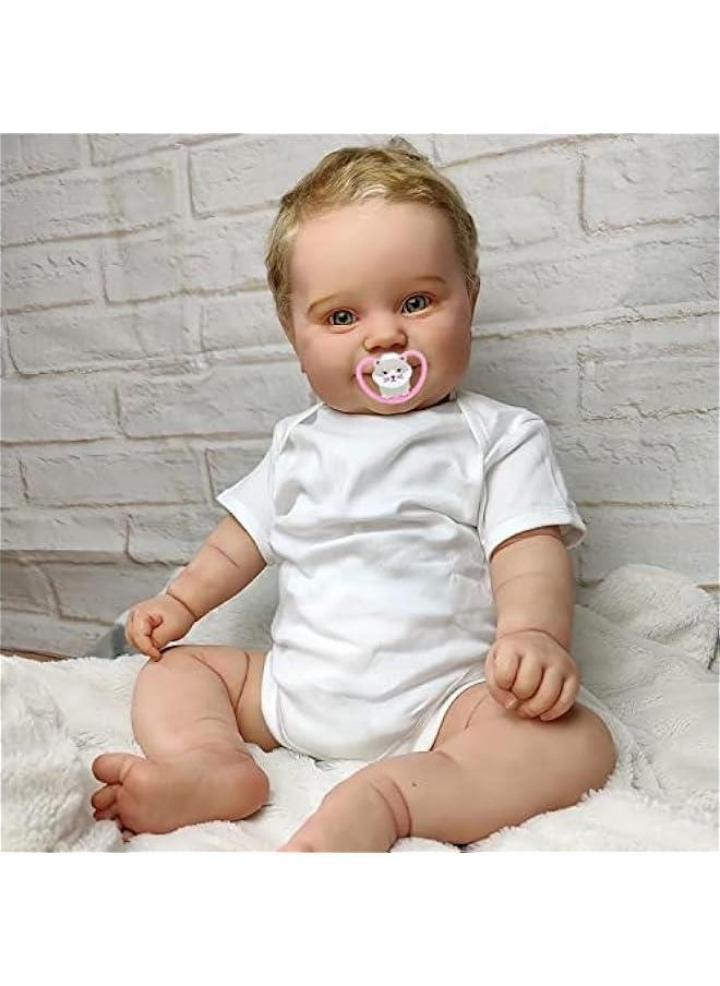 20 Inches Lifelike Premie Baby Size Rooted Blond Hair Reborn Baby Doll Crafted in Soft Weighted Body Look Real Sweet Smiling Realistic Newborn Girl Doll, My Little Sweetheart