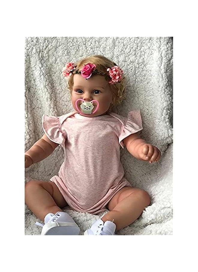 Terabithia 24 Inch Realistic Reborn Toddler Girl Doll - Rooted Blond Hair, Sweet Smile, Soft Weighted Body for Ages 3-6 Months