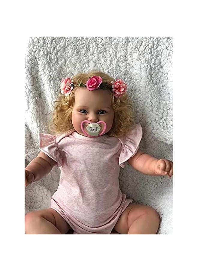 Terabithia 24 Inch Realistic Reborn Toddler Girl Doll - Rooted Blond Hair, Sweet Smile, Soft Weighted Body for Ages 3-6 Months