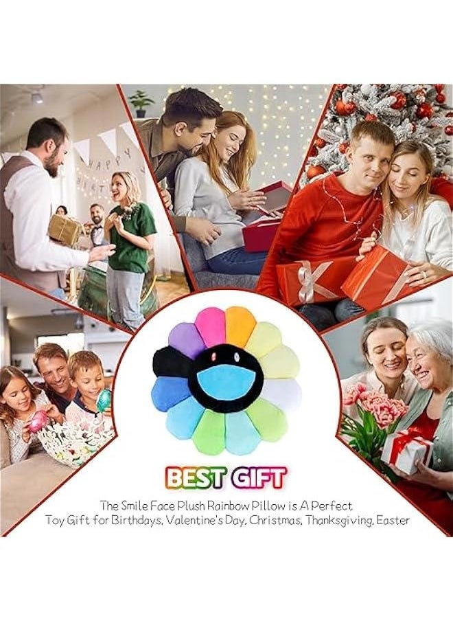 Smile Face Plush Rainbow Pillow, Sunflower Indie Decor Plush Pillow Soft  Comfortable Flower Floor Pillow for Home Reading Bed Room Decoration (40CM, Black and White)