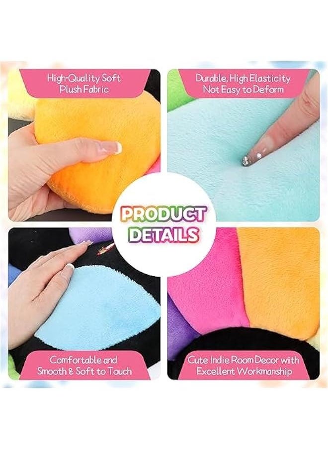 Smile Face Plush Rainbow Pillow, Sunflower Indie Decor Plush Pillow Soft  Comfortable Flower Floor Pillow for Home Reading Bed Room Decoration (40CM, Black and White)