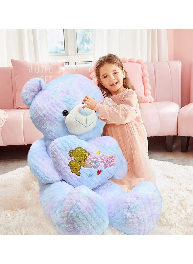 100 Cm Multi colour Blue Teddy Bear with Holding Heart Shape for Girls Friend and Couples Anniversary Valentine and Birthday Gift