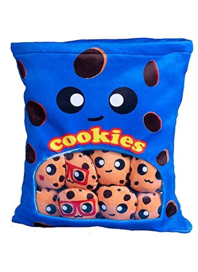 Plush Toy, Snack Bag Plush Toy Super Soft Cute Animal Pillow Throw Pillow With 8 Pack of mini dolls Cartoon Cookie Plush Toy Delicious Food Package, for Girlfriend Kids Boys Girls Birthday Gift