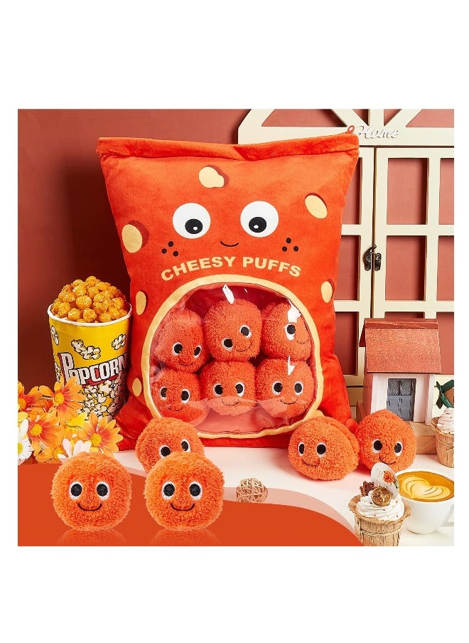 Cute Plush Pillow Kawaii Room Decor Throw Pillow Removable Stuffed Animal Toys Fluffy Cherry Blossom Bunnies Cats Kittens Dog Dinosaur Creative Gifts for Teens Girls Kids (Orange, Puffs)