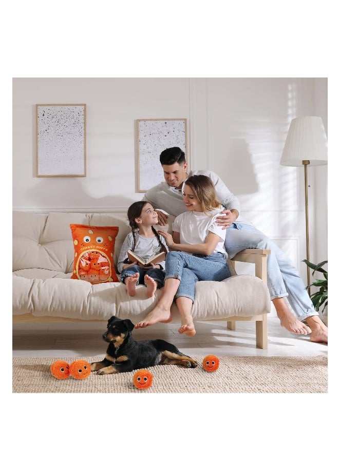 Cute Plush Pillow Kawaii Room Decor Throw Pillow Removable Stuffed Animal Toys Fluffy Cherry Blossom Bunnies Cats Kittens Dog Dinosaur Creative Gifts for Teens Girls Kids (Orange, Puffs)