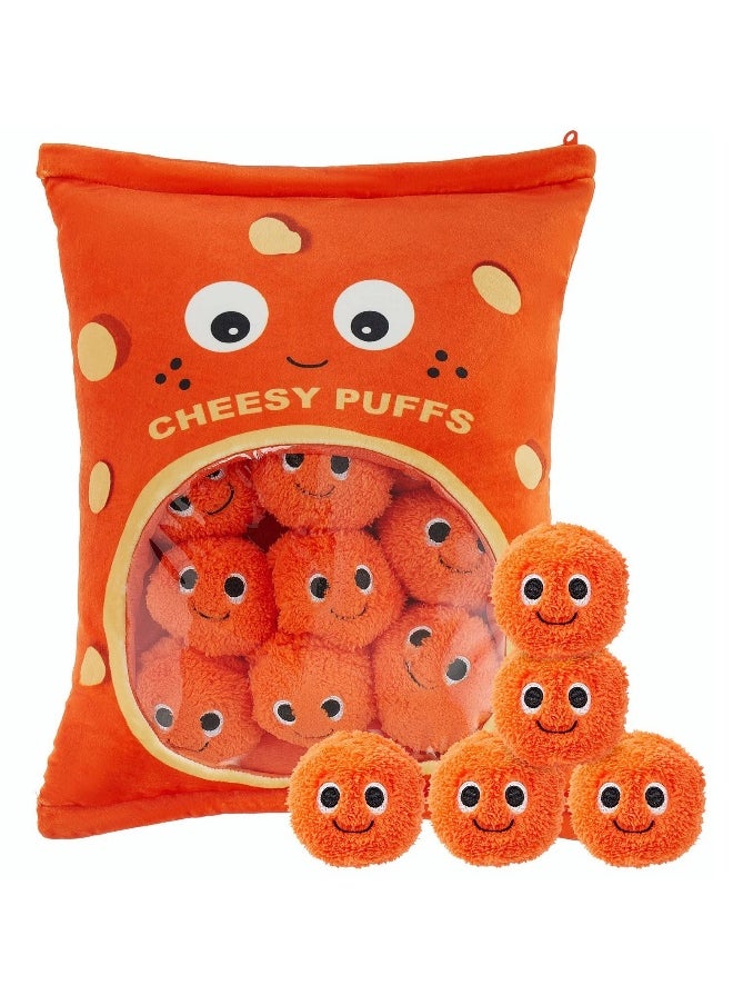Cute Plush Pillow Kawaii Room Decor Throw Pillow Removable Stuffed Animal Toys Fluffy Cherry Blossom Bunnies Cats Kittens Dog Dinosaur Creative Gifts for Teens Girls Kids (Orange, Puffs)