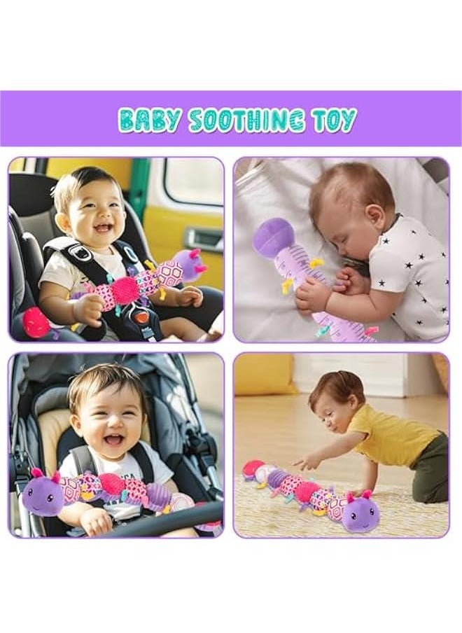 Baby Stuffed Animal Toys for 0-6 6-12 Months, Baby Musical Caterpillar Tummy Time Toys for Babies 3 6 9 12 18 Months, Newborn Infant Sensory Toys Gifts for 1 2 Year Old Boys Girls