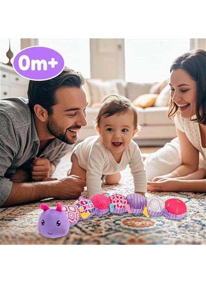 Baby Stuffed Animal Toys for 0-6 6-12 Months, Baby Musical Caterpillar Tummy Time Toys for Babies 3 6 9 12 18 Months, Newborn Infant Sensory Toys Gifts for 1 2 Year Old Boys Girls