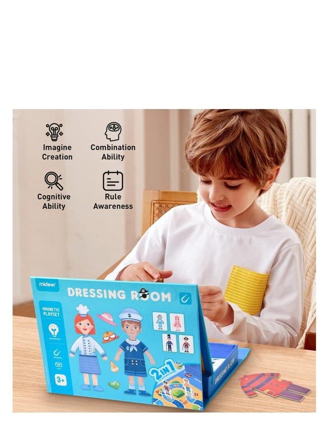 Magnetic Toys, Board Games for Kids, Puzzles Toys Preschool Education, Mix and Match Costume Dress Up Pretend Play Set with Storage Case, Multifunctional Packing Design (50 pcs)