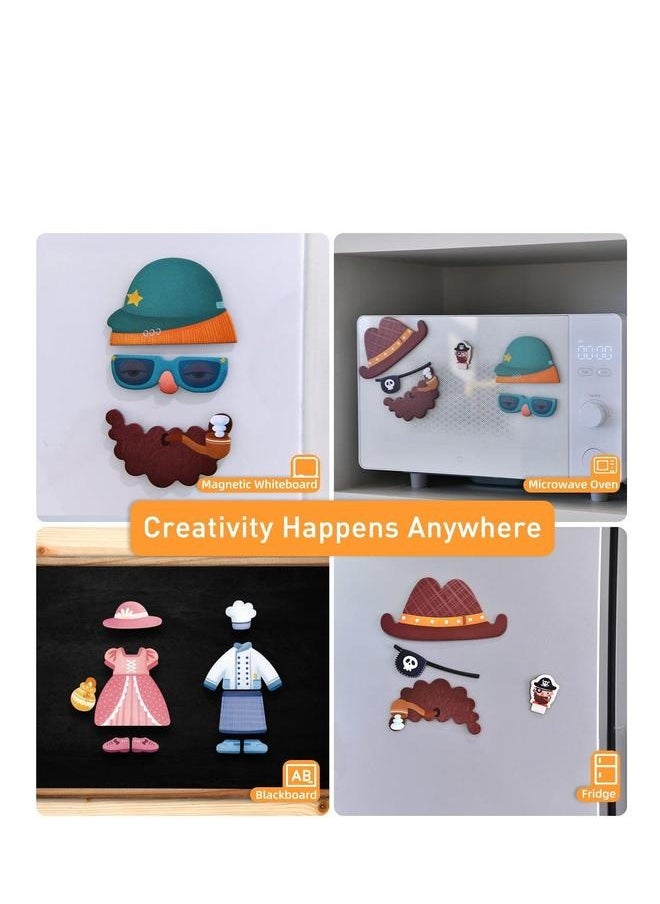 Magnetic Toys, Board Games for Kids, Puzzles Toys Preschool Education, Mix and Match Costume Dress Up Pretend Play Set with Storage Case, Multifunctional Packing Design (50 pcs)