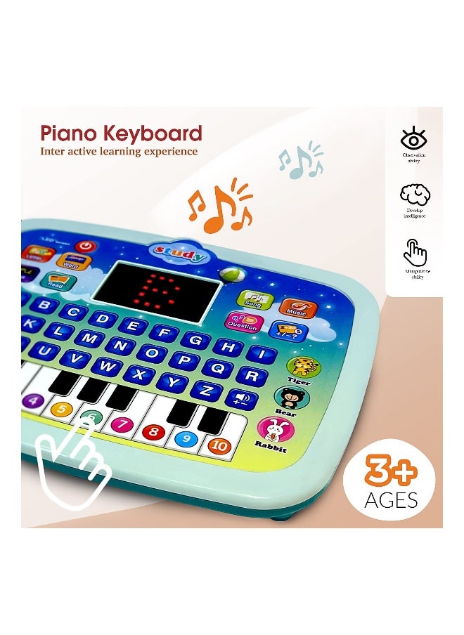 Kid Tablet Toddler Learning Pad Interactive Educational Toy with Screen Fun Gifts Music/Piano/ABC/Numbers/Words/Spell/Animals for Kids Age 1-2-3-4 Year Old Toddler Tablet Interactive Educational Toy