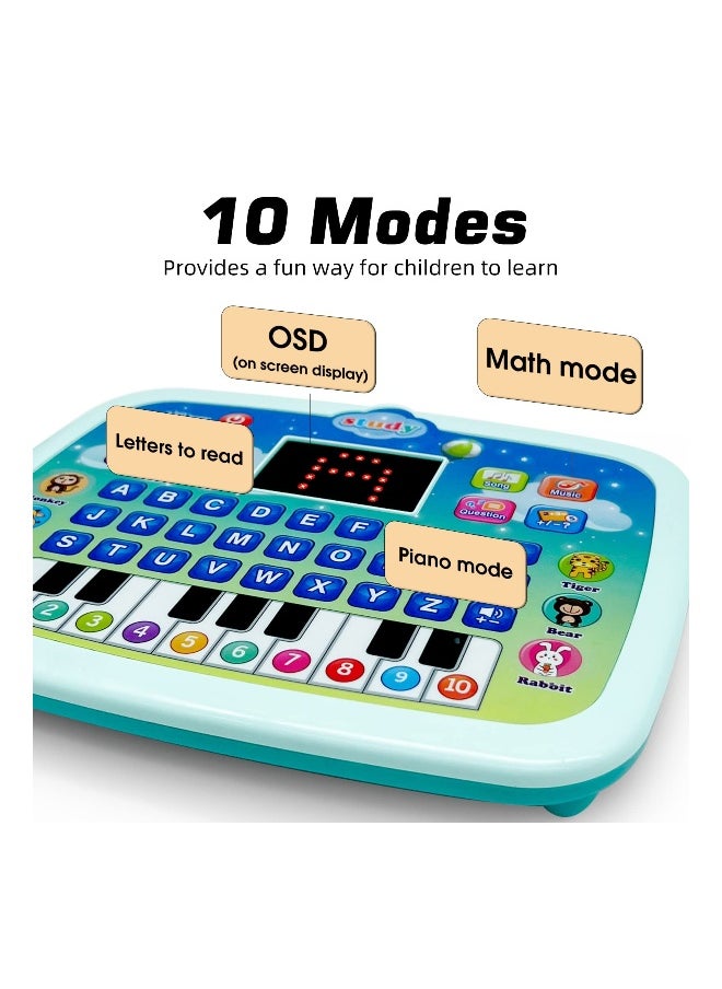 Kid Tablet Toddler Learning Pad Interactive Educational Toy with Screen Fun Gifts Music/Piano/ABC/Numbers/Words/Spell/Animals for Kids Age 1-2-3-4 Year Old Toddler Tablet Interactive Educational Toy