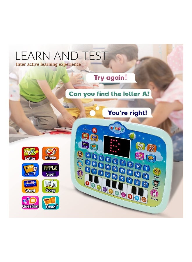 Kid Tablet Toddler Learning Pad Interactive Educational Toy with Screen Fun Gifts Music/Piano/ABC/Numbers/Words/Spell/Animals for Kids Age 1-2-3-4 Year Old Toddler Tablet Interactive Educational Toy