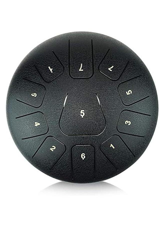 12 inches Steel Tongue Drum Black 11 Notes,C Major,with Padded Drum Bag and Couple of Mallets, peaceful sound