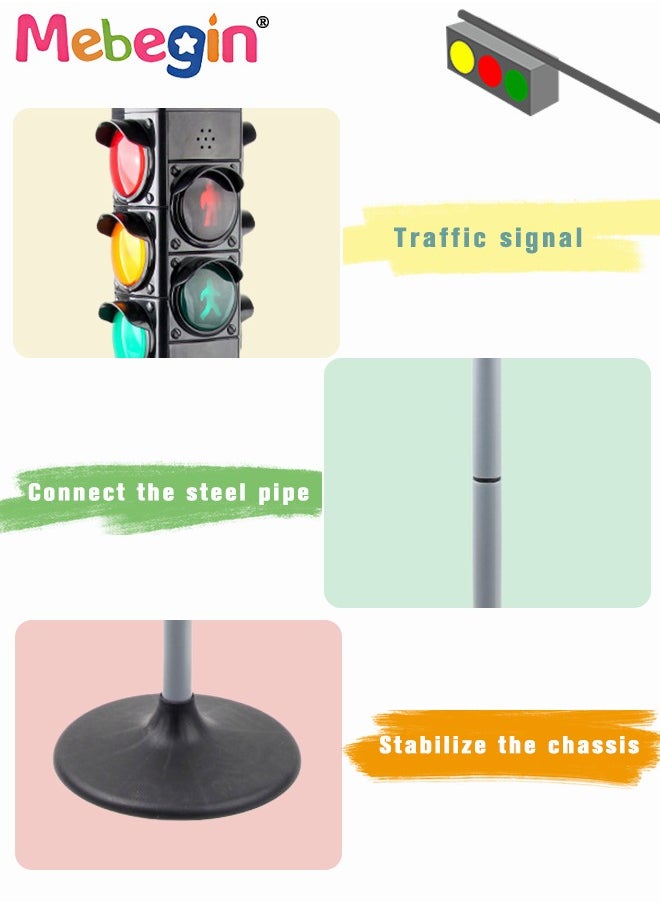 Simulated Traffic Sign Light Toy with Sound, Traffic Signal Light Model, Crosswalk Signal for Pretend Play, Mini Stop Light Lamp, Early Education Toy, Height Adjustable, Perfect Party Decoration, 3