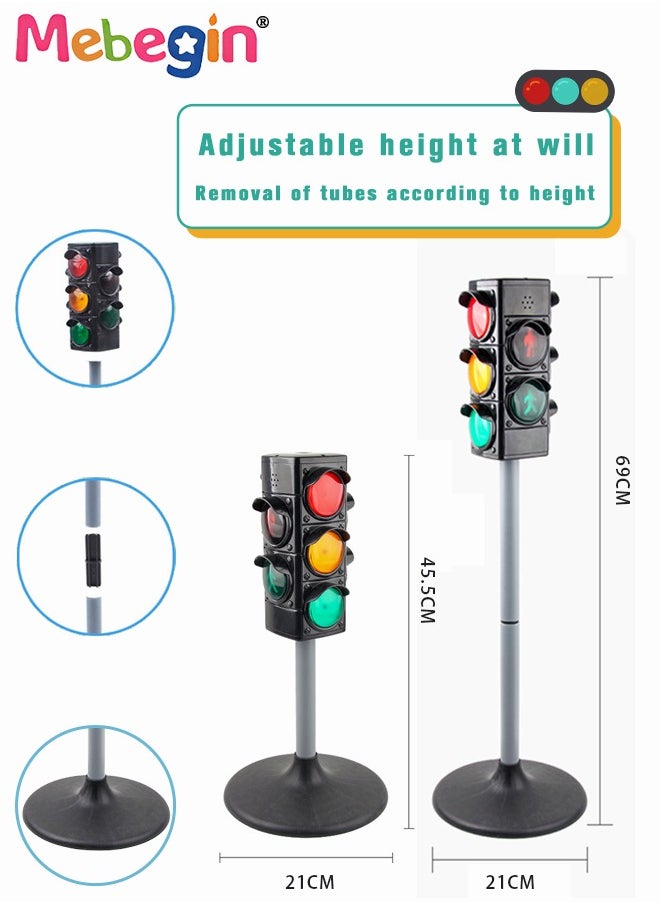 Simulated Traffic Sign Light Toy with Sound, Traffic Signal Light Model, Crosswalk Signal for Pretend Play, Mini Stop Light Lamp, Early Education Toy, Height Adjustable, Perfect Party Decoration, 3