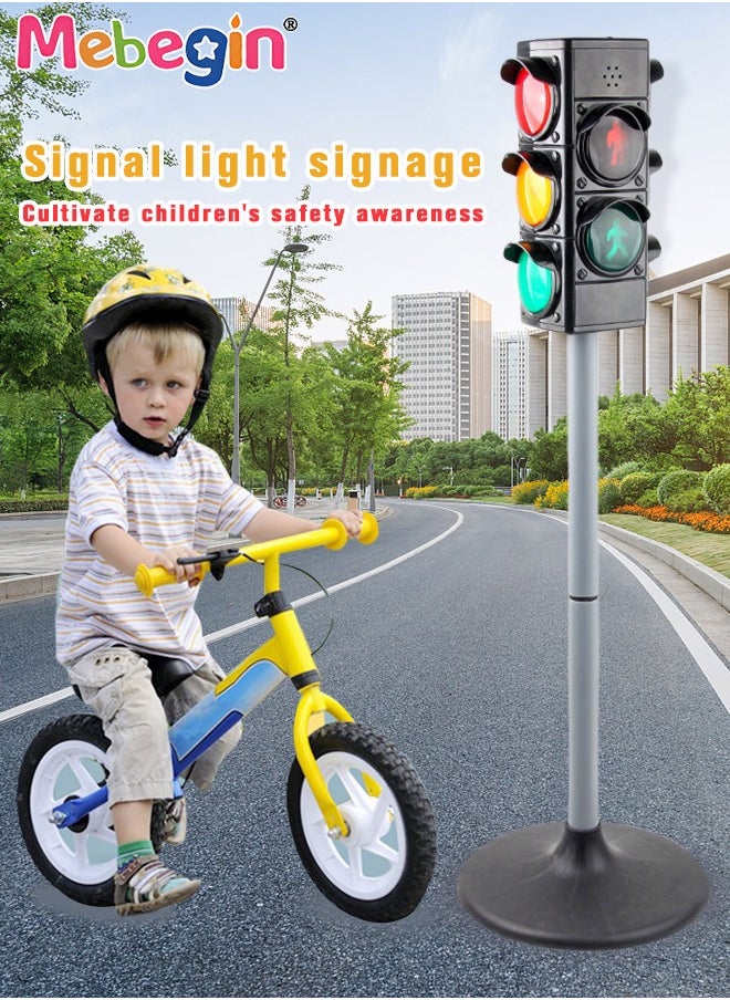Simulated Traffic Sign Light Toy with Sound, Traffic Signal Light Model, Crosswalk Signal for Pretend Play, Mini Stop Light Lamp, Early Education Toy, Height Adjustable, Perfect Party Decoration, 3
