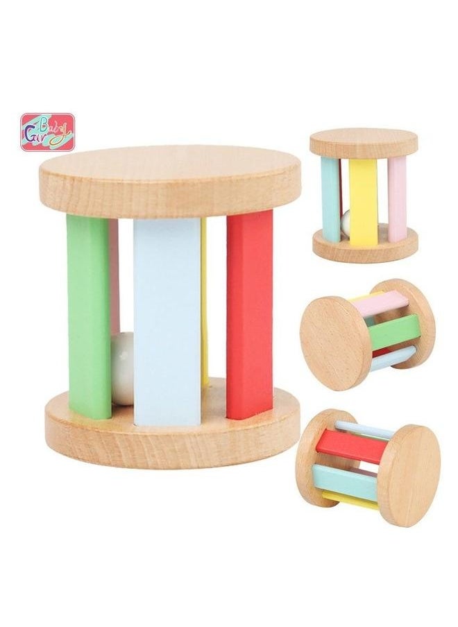Rattle The Bell Roller Hand Eye Coordination Grasp Toy Wooden Rolling for Baby Boys Girls
