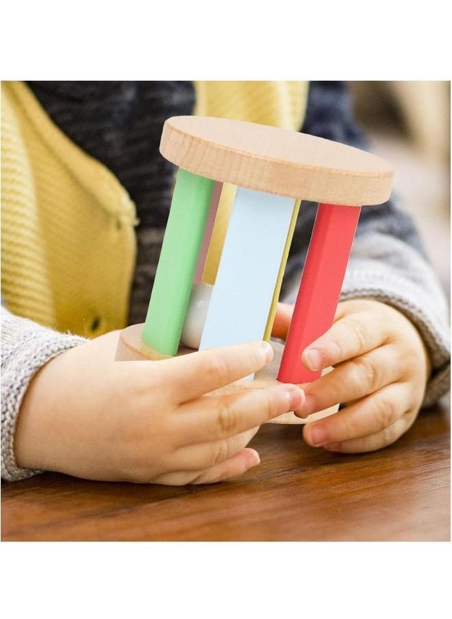 Rattle The Bell Roller Hand Eye Coordination Grasp Toy Wooden Rolling for Baby Boys Girls