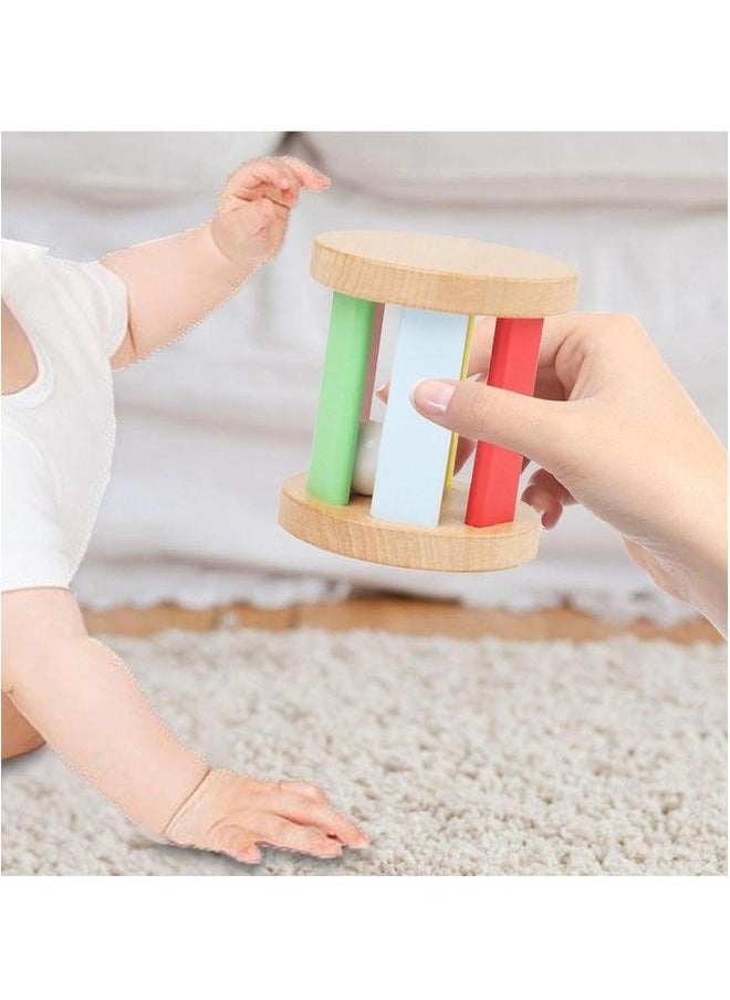 Rattle The Bell Roller Hand Eye Coordination Grasp Toy Wooden Rolling for Baby Boys Girls