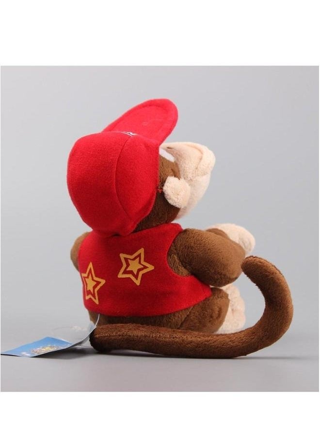 Mario classic cartoon game peripheral small long-tailed monkey plush toy stuffed animal (20 cm)